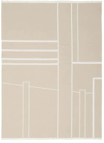 KRISTINA DAM STUDIO Architecture pläd - offwhite och beige bomull (180x130)